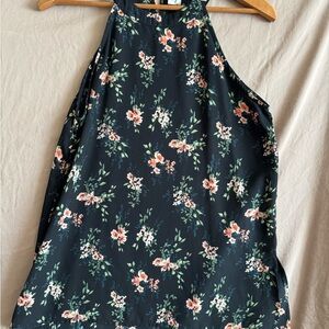 Paper Crane Navy Floral Halter Tank Top